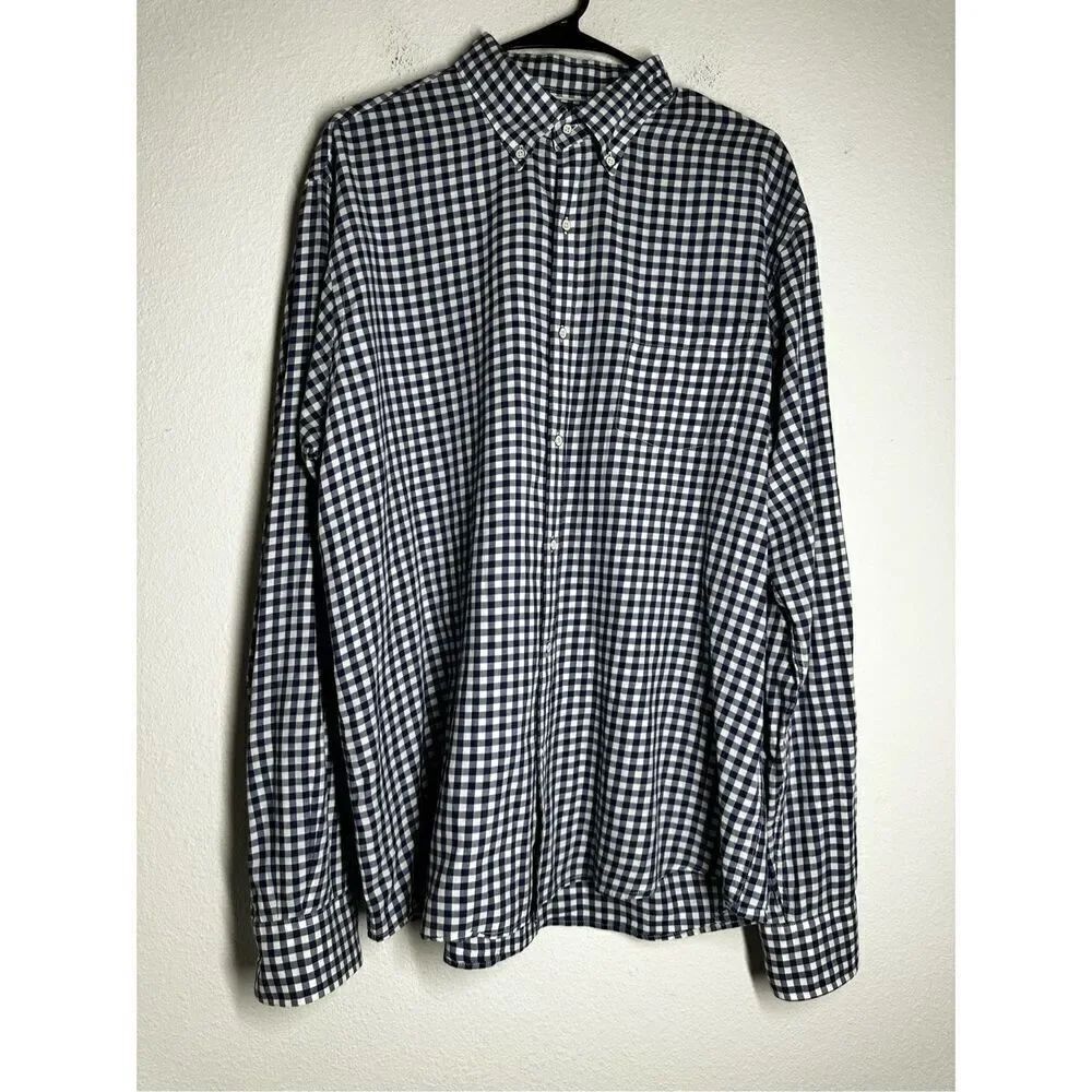 Peter Millar Men’s Size L Shirt Long Sleeve Cotton Blue White Plaid